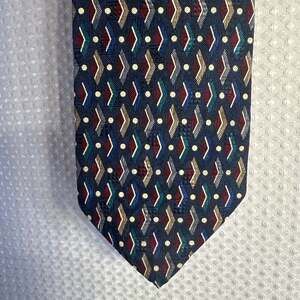 Pierre Balmain Couture Vintage 100% Silk Geometric Diamond Men's Necktie